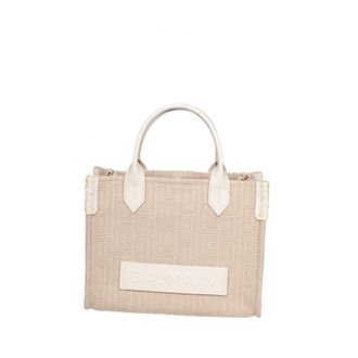Balmain Small B-army Jacquard Canvas Tote Bag, Natural Color