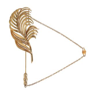 Dolce & Gabbana Goudkleurige Blad Broche met Ketting - Heren - Accessoires - Geel - Maat: ONE Size