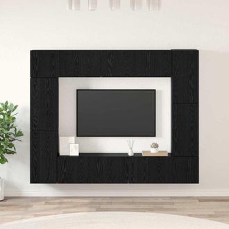 vidaXL Vidaxl - Set mobile tv 8 pcs Rovere nero 80 x 30 x 30 cm