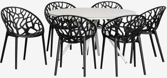 Sklum Sklum - Set De Mesa Redonda En Aluminio (&oslash;125 Cm) Valerie Y 6 Sillas De Jard&iacute;n Ores