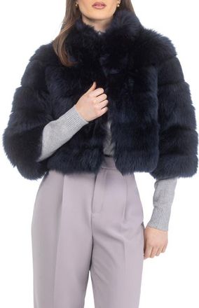 Gorski Genuine Shearling Bolero, Cropped Sleeves in Navy at Nordstrom, Size X-Large