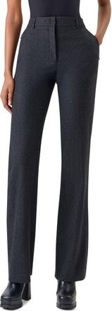 Akris Marilyn High Waist Wool & Silk Flannel Pants in Charcoal at Nordstrom, Size 14