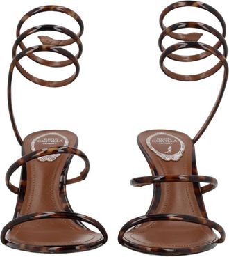 Rene Caovilla Cleo Spiral Ankle Strap Lamb Leather Sandals