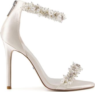 Dune London Womens Ladies Marriage - Satin Beaded Ankle Strap Wedding Shoes - Ivory - Size UK 8