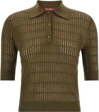 Max Mara Mst Gallo Polo - Dames - Ronde hals truien - Groen - L - Wol - Truien & Vesten