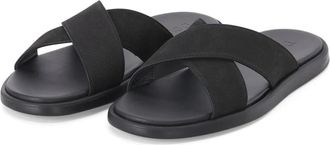 Doucal's Crossed Strap Slider - Heren - Sandalen - Zwart - 41 EU - Leer - Schoenen
