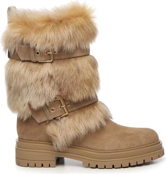 Gianvito Rossi Brown Suede Boots with Buckles