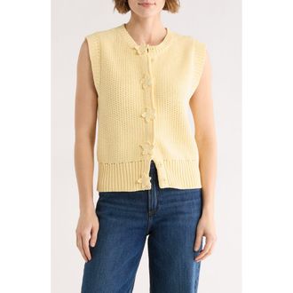 Ellen Tracy Floral Openwork Sweater Tank in Butter Yellow at Nordstrom Rack, Size X-Large