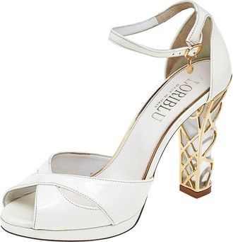 Loriblu White Patent Leather Ankle Strap Sandals