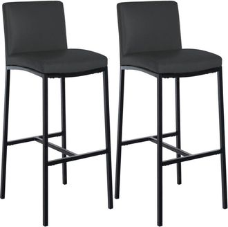 Clp Juego De 2 Taburetes De Bar Freeport Gris Oscuro Simil Cuero