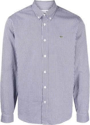 Lacoste gingham-check button-down collar shirt - men - Cotton - 44 - Blue