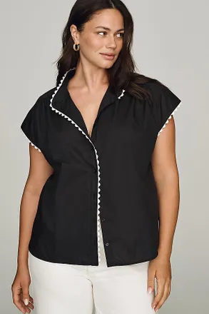 English Factory Scalloped Short-Sleeve Top