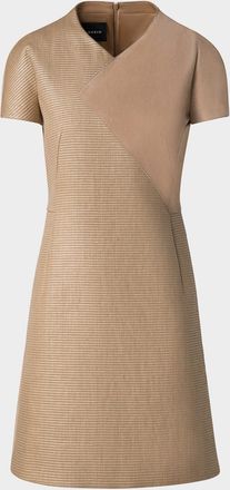 Akris Suede & Raffia-Blend Mini Dress