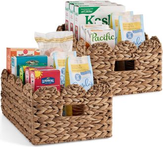 Best Choice Products 16x12 Scalloped Shelf Baskets, Woven Storage Bins, 2 Pack