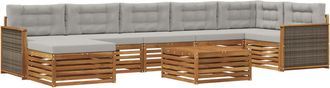 vidaXL Conjunto De Sof&aacute;s De Exterior 8 Uds. Natural Y Gris Claro Vidaxl