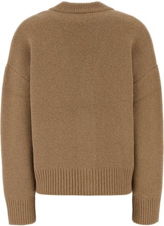 Ami Alpaca-Blend Heart-Embroidered Cardigan - Beige