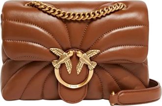 Pinko Pinko, Tassen, Dames, Bruin, ONE Size, Leer, Mini Love Bag Puff