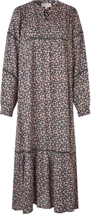 Lollys Laundry Maxi Jurk Gewassen Zwart - Dames - Casual kleedjes - Veelkleurig - M - Katoen - Kleedjes