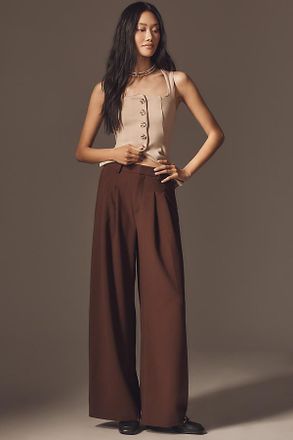 Maeve The Avery Wide-Leg Pleated Trousers by Maeve Pants