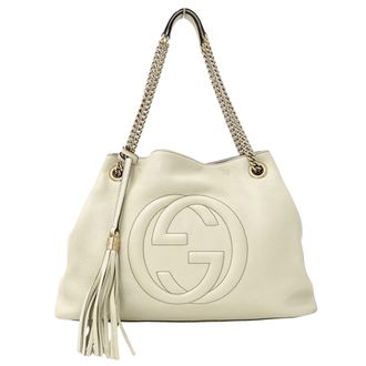 Gucci White Leather Tote Bag (Pre-Owned)