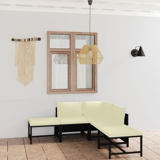 vidaXL Set De Muebles De Jard&iacute;n 6 Pzas Y Cojines Rat&aacute;n Sint&eacute;tico Negro Vidaxl