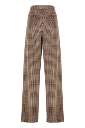 Max Mara Womens Pants Prince Of Wales Jersey Virgin Wool Wide-Leg Trousers
