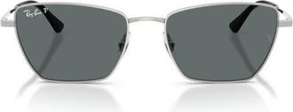 Ray-Ban 53mm Polarized Irregular Sunglasses in Silver /Dark Grey Polar at Nordstrom