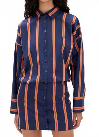 Staud Cynthia Long Sleeve Mini Dress In Railroad Stripe