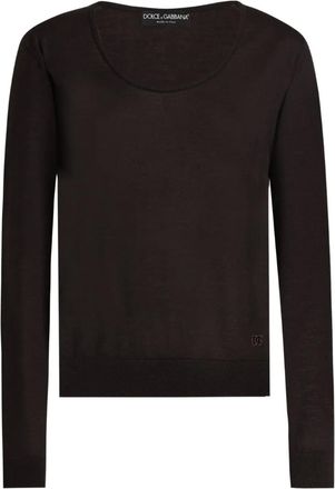 Dolce & Gabbana Top con scollo ampio a maniche lunghe - Marrone