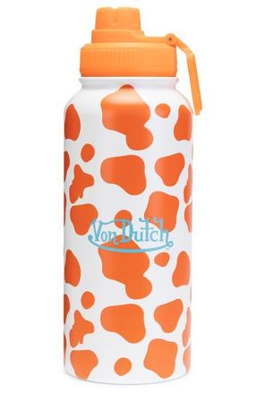 Von Dutch 32oz Hydration Double Walled Insulated Stainless Steel Bottle in Orange Cow at Nordstrom