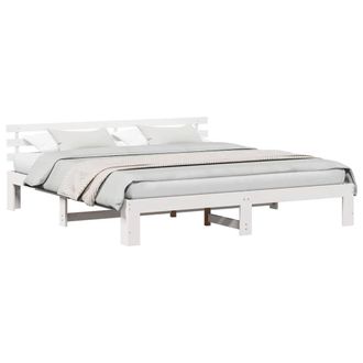 Berkfield Home White White Bed Frame White Solid wood 200 x 200 cm Adjustable Ar