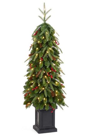 Glitzhome 4ft Pre-lit Artificial Christmas Porch Tree with 100 Warm White Lights in Green at Nordstrom