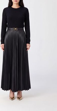 Twinset Long-Sleeved Pleated Jersey Maxi Dress