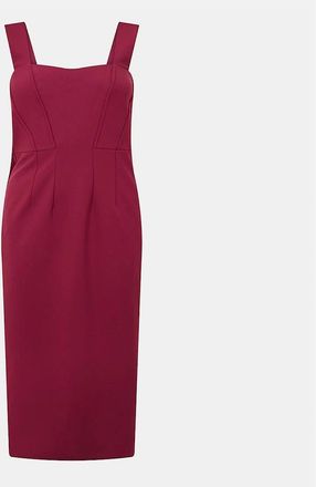 HUGO BOSS Womens Dizena Sweetheart Neck Sleeveless Midi Dress - Red - Size: 14