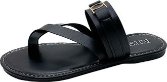 Generic Womens DILUSHANI Fashionable And Versatile Outer Wear Solid Color Roman Sandals Scandals Woman (Black, 38)