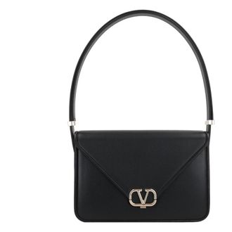 Valentino Garavani Black Leather Vlogo Shoulder Bag