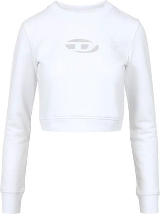 Diesel Witte Katoenmix Crop Sweater - Dames - Sweatshirts - Wit - S - Katoen - Hoodies & sweatvesten