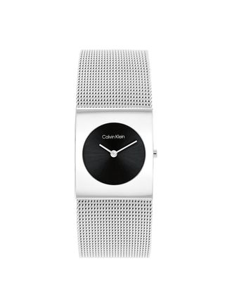 Calvin Klein Womens Geometric Dial Mesh Bracelet Watch - Black - OS