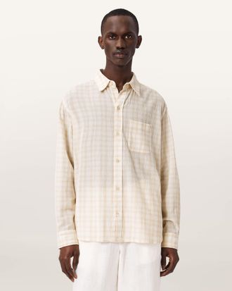 AllSaints Cotton Toya Oversized Long Sleeve Cotton Shirt, Size: XXL