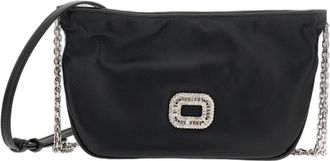 Roger Vivier Black Crystal-Embellished Buckle Chain Shoulder Bag