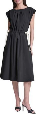 BCBGeneration Bow Crepe Midi Dress in Black at Nordstrom Rack, Size 14