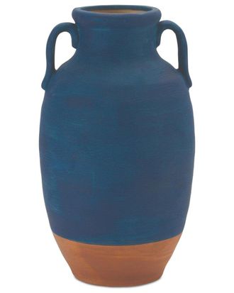 Melrose International Ceramic Urn Vase With Terra Cotta Accent