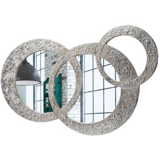 None Pintdecor Specchio Circles Piccola Specchiera sagomata, legno composito, Argento, Oro, 74 x 50 cm, Made in Italy