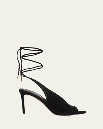 Aquazzura 85mm Lisa Suede Lace-Up Sandals