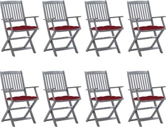 vidaXL Sillas De Jard&iacute;n Plegables 8 Uds Y Cojines Madera Maciza Acacia Vidaxl