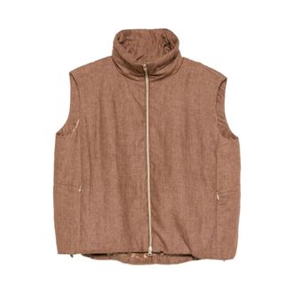 Herno Vests, female, Brown, Size: 2XS Zip Vest