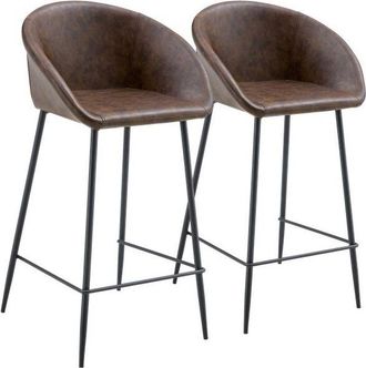 Happy Garden Set di 2 sgabelli da bar achille in similpelle marrone