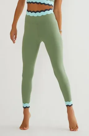 Beach Riot Stacy Scalloped High Waist 7/8 Leggings in Sage Mist at Nordstrom, Size X-Small