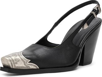 Free People Brayden Slingback Heels High Heels Black Tide Leather : EU 38.5 (US Womens 8.5) M