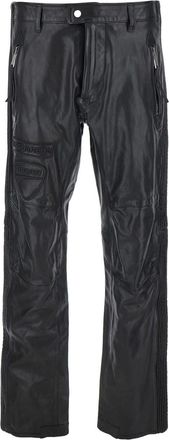 Dsquared2 ducati X D2 Black Pants With Two Front Zip Closure And Logo Patches On The Front In Leather Man